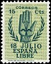 Spain - 1938 - National Uprising - 15 CTS - Green - Spain, Lift - Edifil 851 - II National Uprising Anniversary - 0